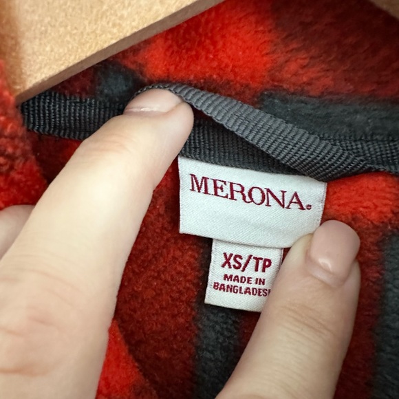 Merona grey/red plaid fleece zip jacket sz: XS - Picture 3 of 6